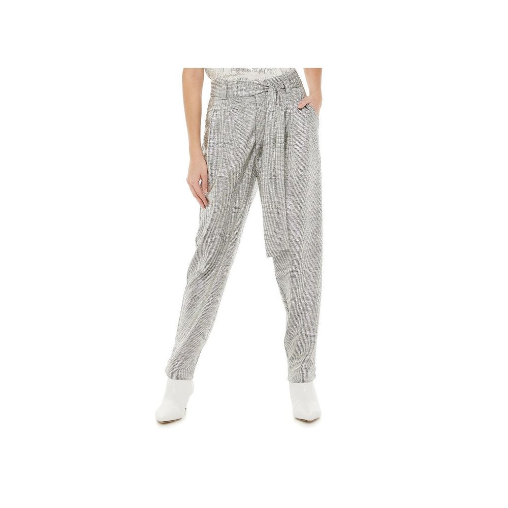 NEW Jennifer Lopez Silver Metallic High Waist Pant Sz 10